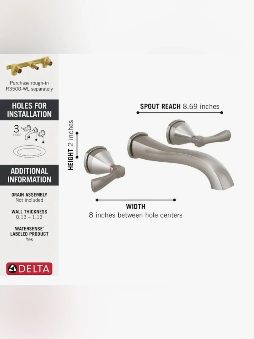 Delta Satin Nickel Wall-Mount Bath Faucet Set